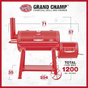 Grand Champ Charcoal Grill and Offset Smoker in Black