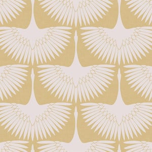 Genevieve Gorder Golden Hour Feather Flock Self-Adhesive, Removable Vinyl Wallpaper 56 sq. ft.