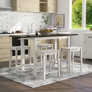 Whitcombe 5-Piece Antique White Counter Height Table and Stools Set
