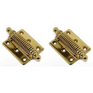 2-1/2 in. x 4-3/8 in. Solid Brass Heavy-Duty Spring Screen Door Hinge with Ball Finials in Polished Brass (1-Pair)