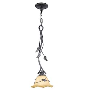 Vine 1-Light Oil Shale Black Rustic Shaded Mini Pendant Ceiling Light