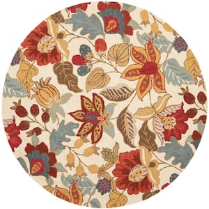 Blossom Ivory/Multi 6 ft. x 6 ft. Round Floral Solid Area Rug