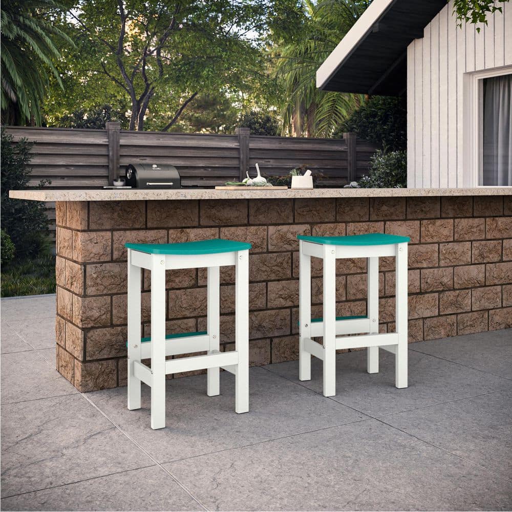 Shoreline White / Seaglass Blue Backless HDPE Bar-Height Stool price history on PriceWatchPro