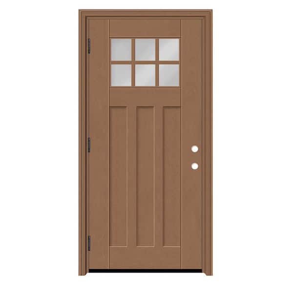 Regency 32 in. x 80 in. 6-Lite Toplite Clear Glass RHOS AutumnWheat Mahogany Fiberglass Prehung Front Door w/ 6 in. Jamb