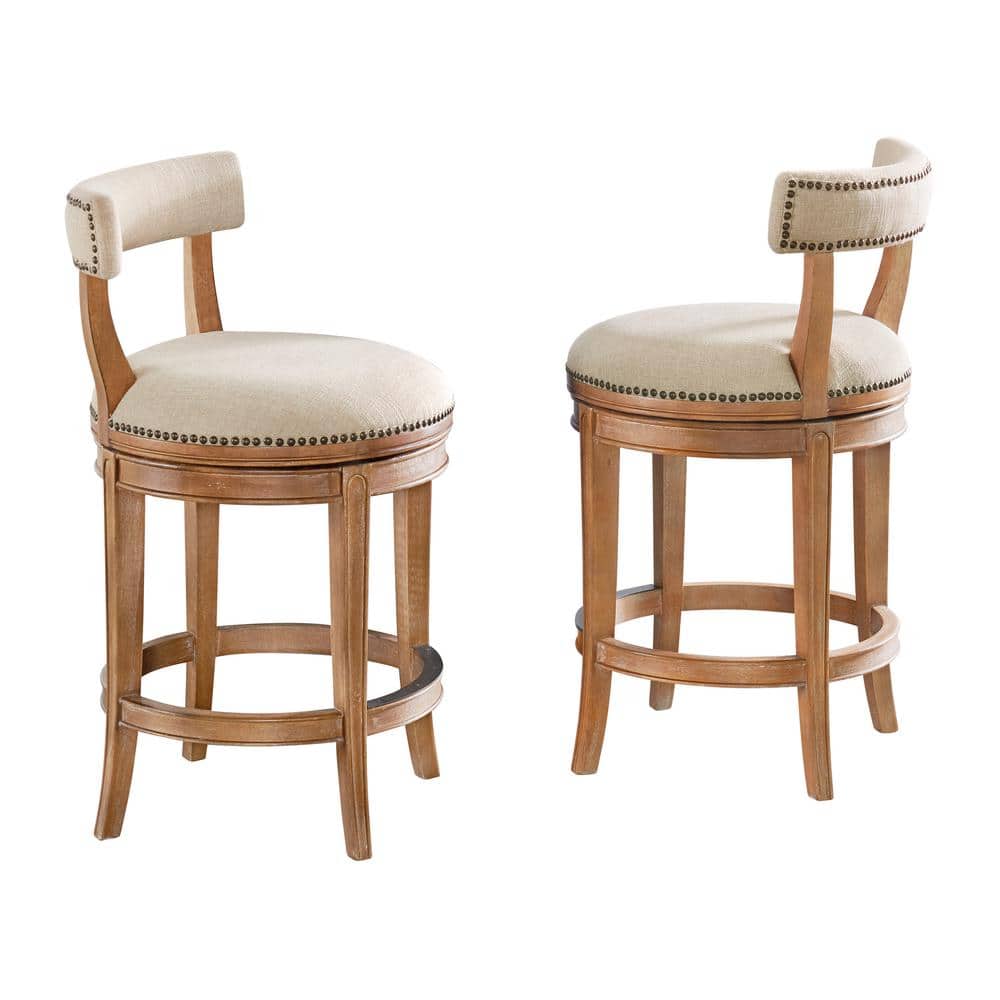 Hanover Weathered Brown and Beige Counter Height Stool, Weathered Brown and