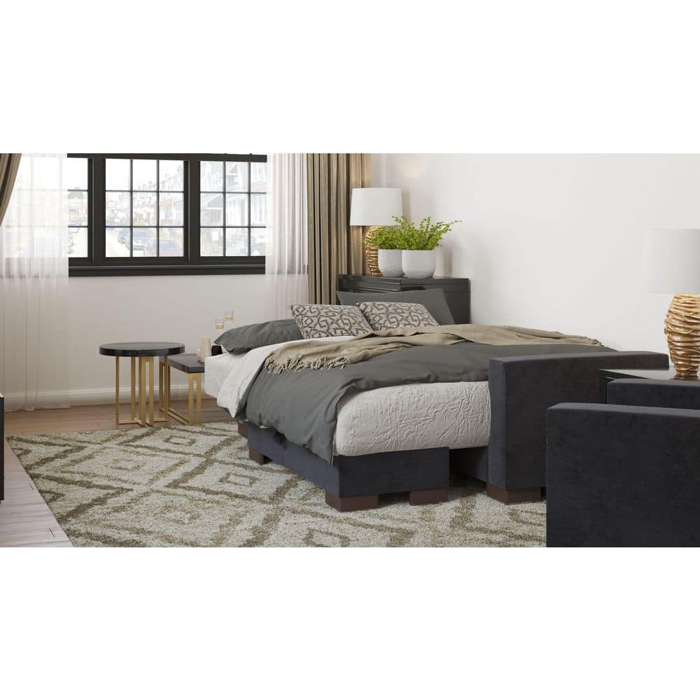 Reversible L-Shaped Black Microfiber Sectional with Storage and Metal Frame