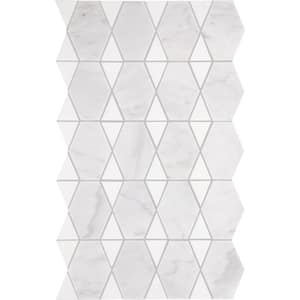 Xpress Mosaix Perfect-Fit Saran White and Thassos 12 in. x 18 in. Marble Geometric Mosaic Tile (6.7 sq. ft./case)