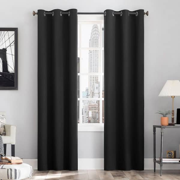 Sun Zero Cyrus Thermal Charcoal Gray Polyester 40 in. W x 96 in. L Grommet 100% Blackout Curtain (Single Panel)