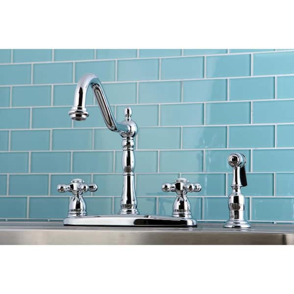 Heritage 2-Handle Standard Kitchen Faucet with Side Sprayer in Polished Chrome