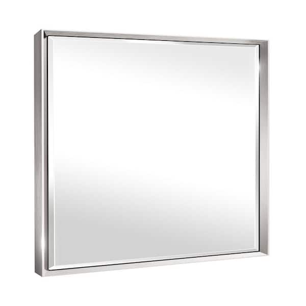 40 in. W x 30 in. H Aluminum Beveled Edge Rectangular Framed Bathroom Vanity Wall Mount Mirror in Brushed Silver