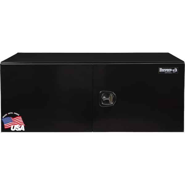 BUYERS PRODUCTS 24 in. x 24 in. x 60 in. Black Smooth Aluminum Underbody Truck Tool Box with Barn Door