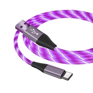 6 ft. Purple USB C Cable 3A LED Light Up Fast Charger Charging Cords Type C Cable for Smart Phone