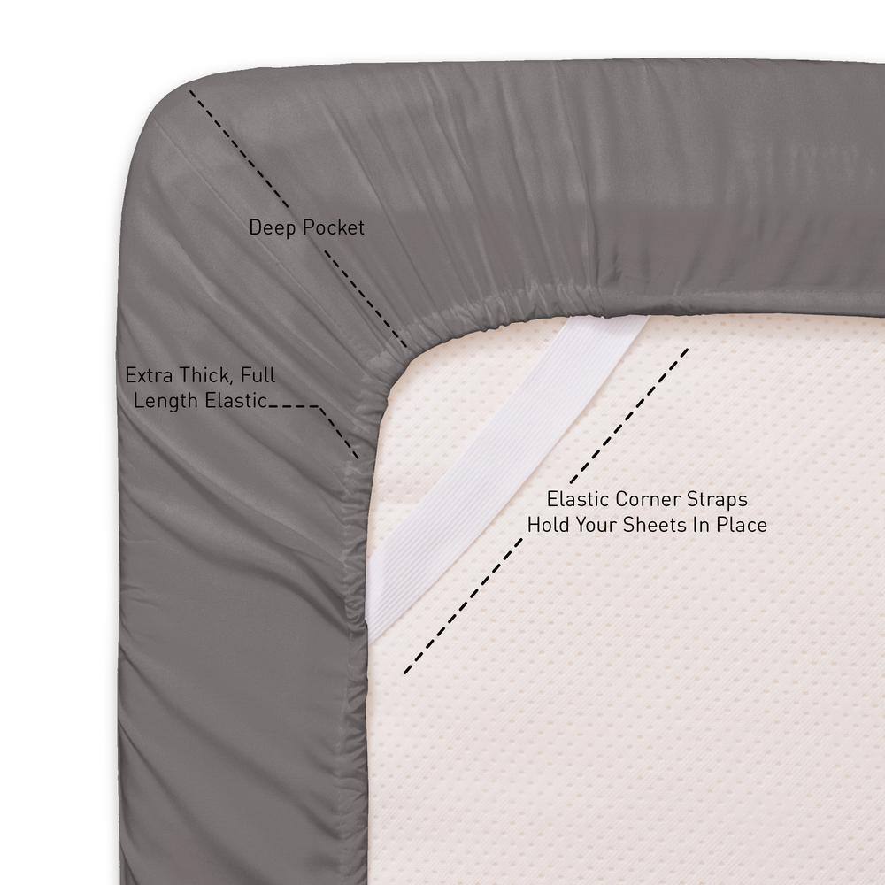Gray Deep Pocket Microfiber Queen Sheet Set with Extra Pillowcases