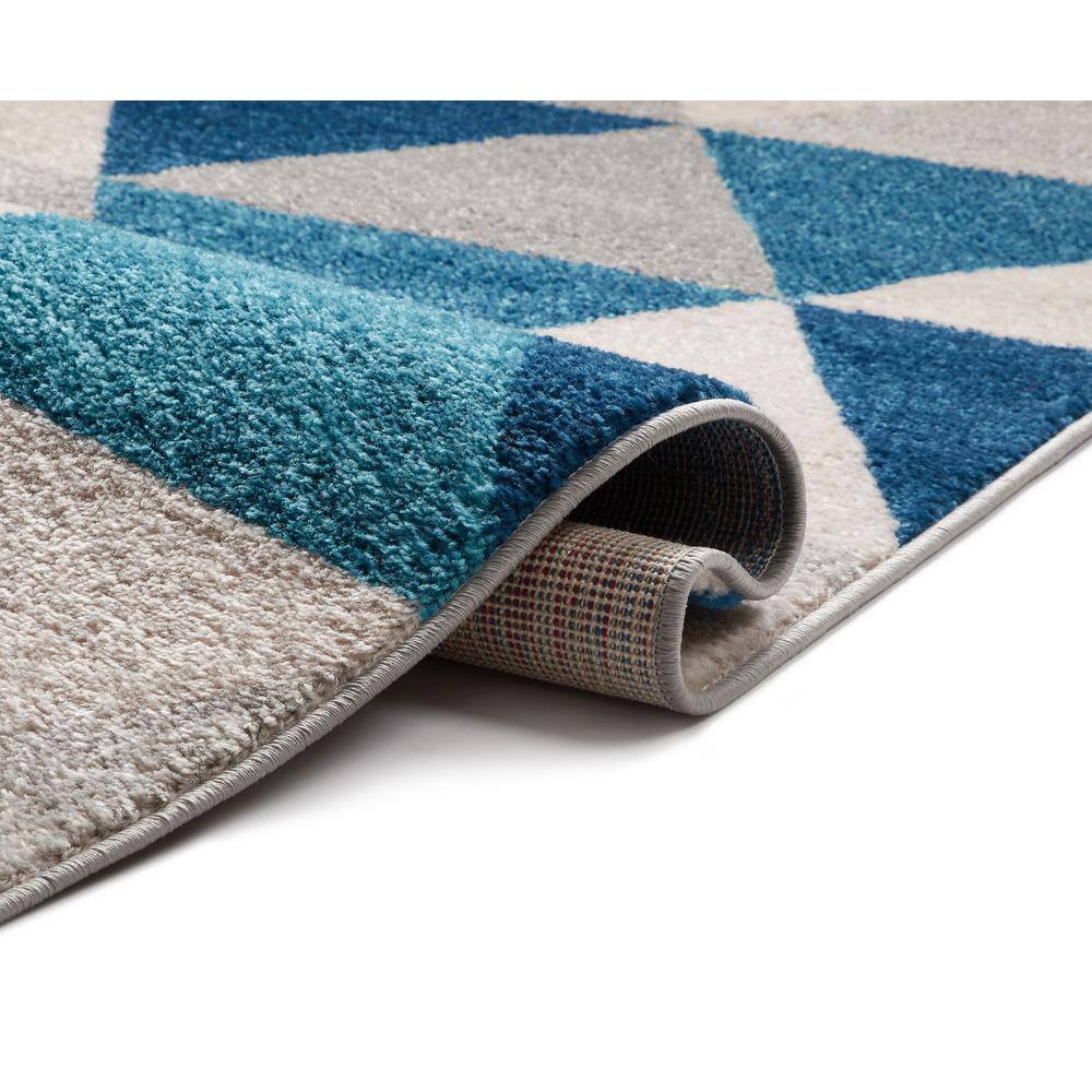 Modern Geometric Blue Synthetic 5' x 7' Easy-Care Area Rug