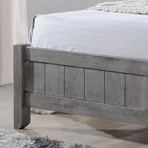 Noble House Summer Rustic Wooden Queen Platform Bed Rustic Gray