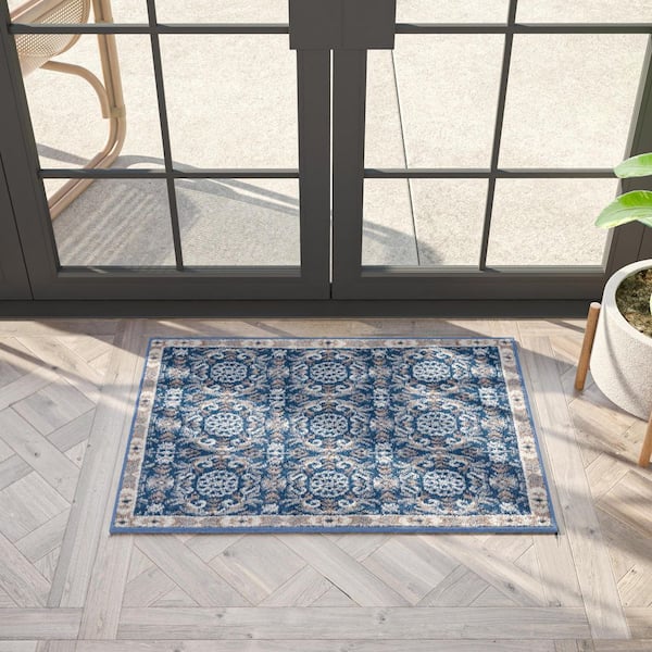 Hampton Brocade Navy 2 ft. x 3 ft. Indoor Area Rug