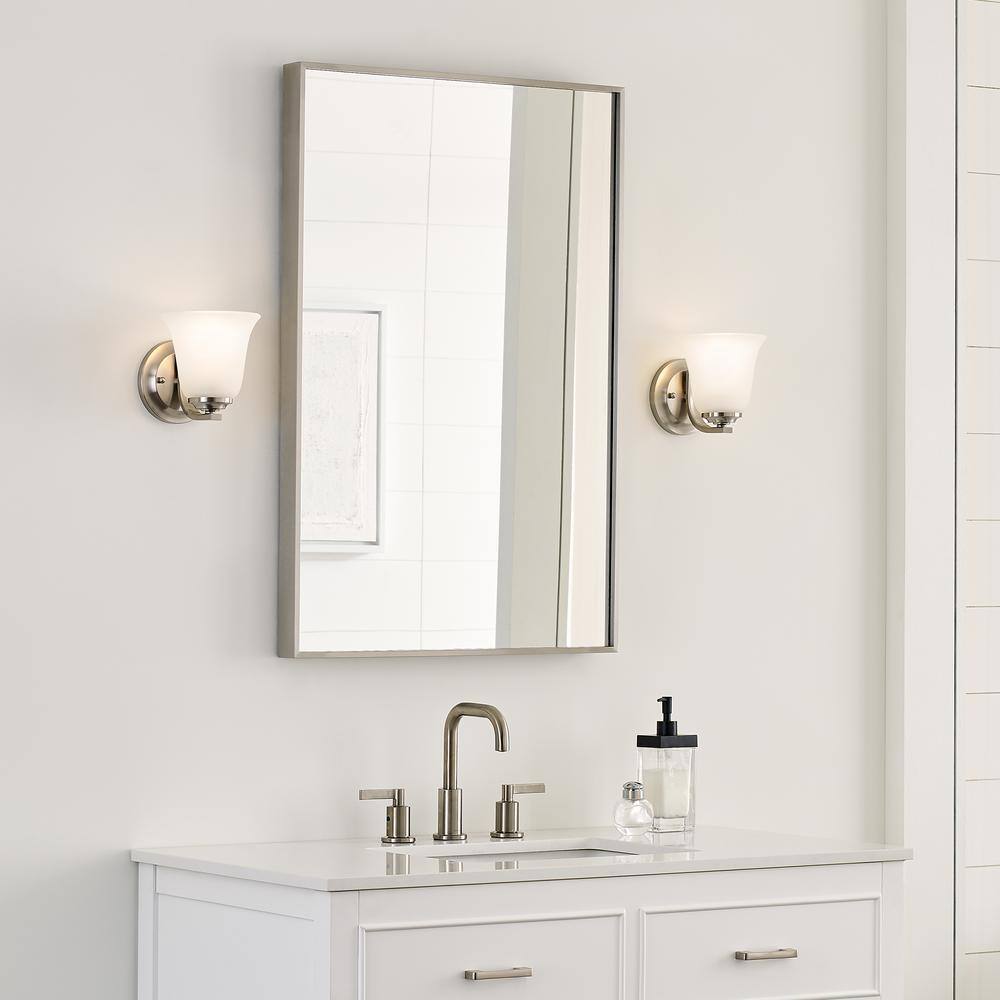 Brushed Nickel Wall Sconce with Satin Etched Glass Shade