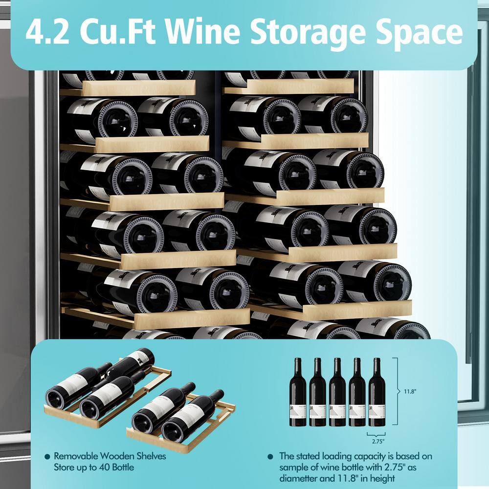 Kalamera 40-Bottle Stainless Steel Dual Zone Wine Refrigerator
