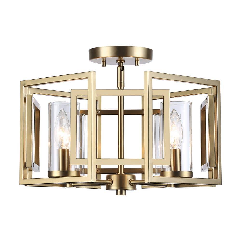 Marco 16 in. 4-Light Brushed Champagne Bronze Flush Mount with Clear Shade and No Bulbs Included 1-Pack