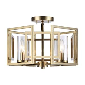 Marco 16 in. 4-Light Brushed Champagne Bronze Flush Mount with Clear Shade and No Bulbs Included 1-Pack