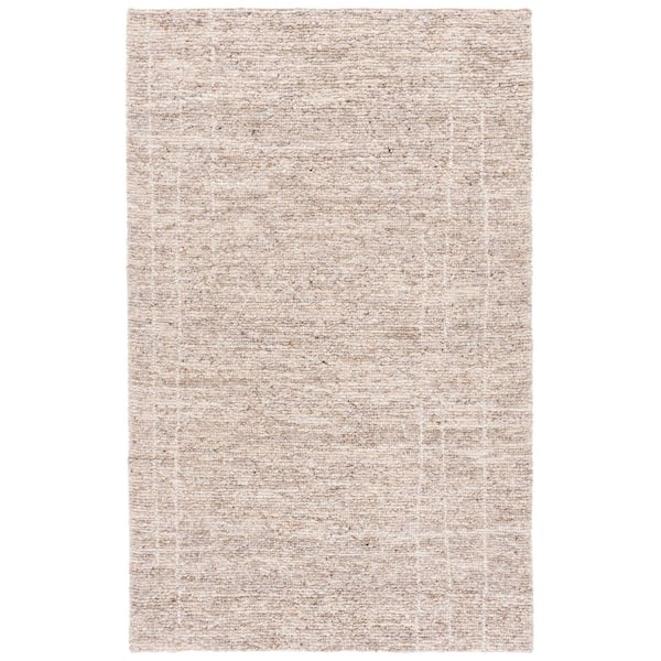 Natura 3 ft. x 5 ft. Beige/Ivory Abstract Grid Distresed Area Rug