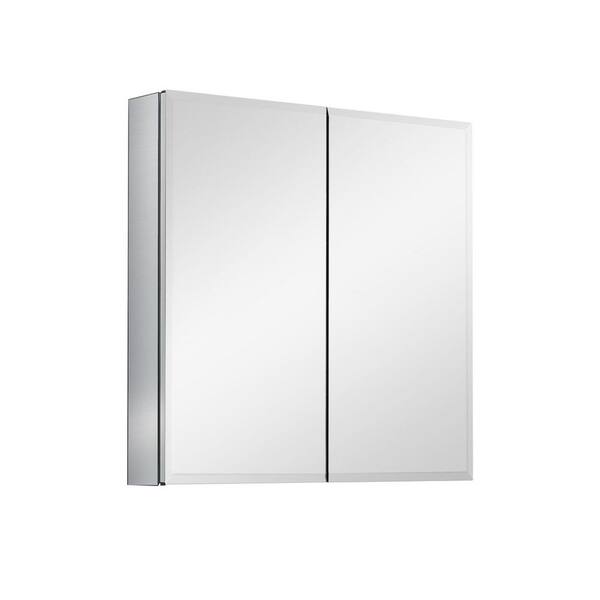 30 in. W x 26 in. H Rectangular Aluminum Surface Mount Bathroom or Medicine Cabinet Adjustable shelf with Mirror