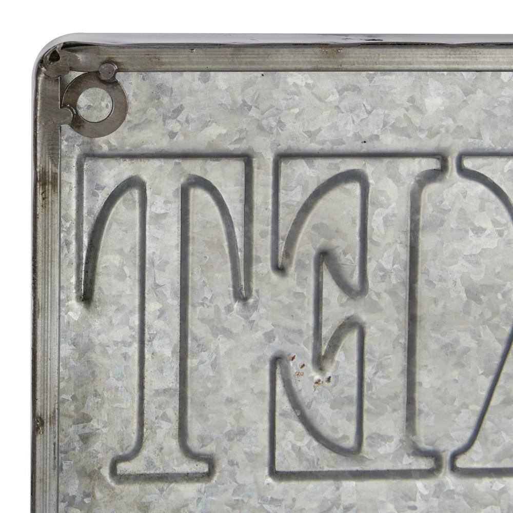 Beige and White Iron Rectangular Farmhouse Wall Sign