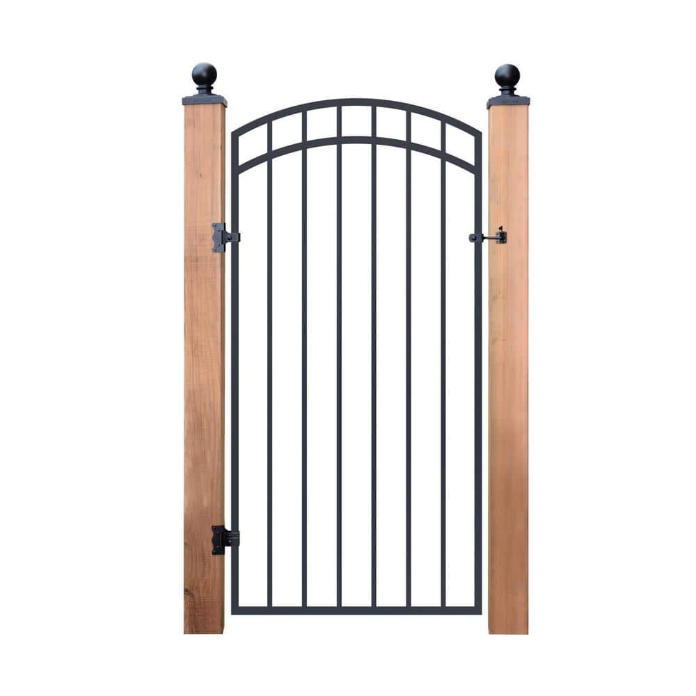 Black Arched Heavy-Gauge Galvanized Steel Garden Gate