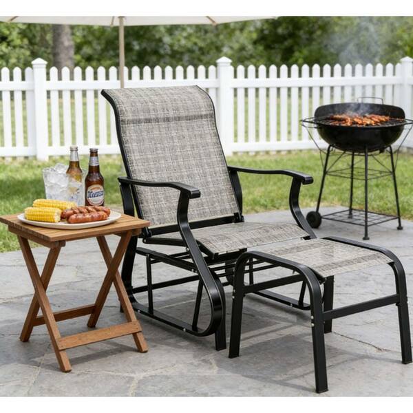 Metal Outdoor High Back Glider Chair Set with Multi-functional