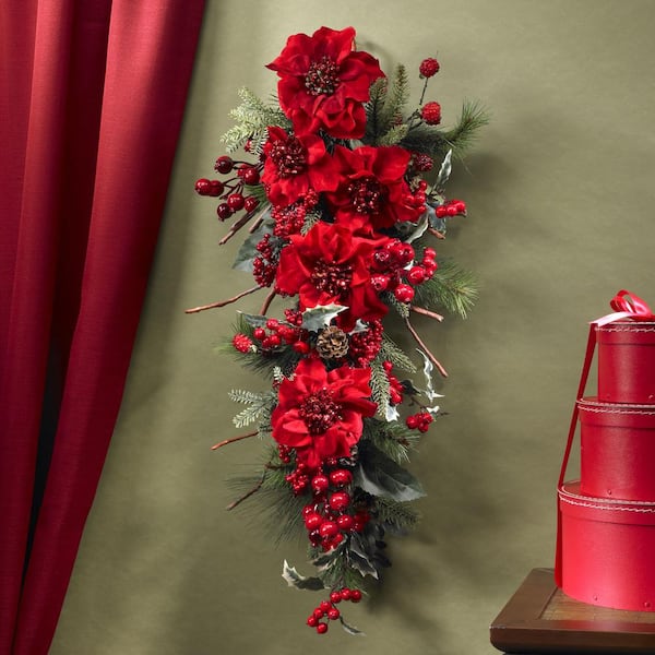 30 in. Tear Drop Artificial Poinsettia