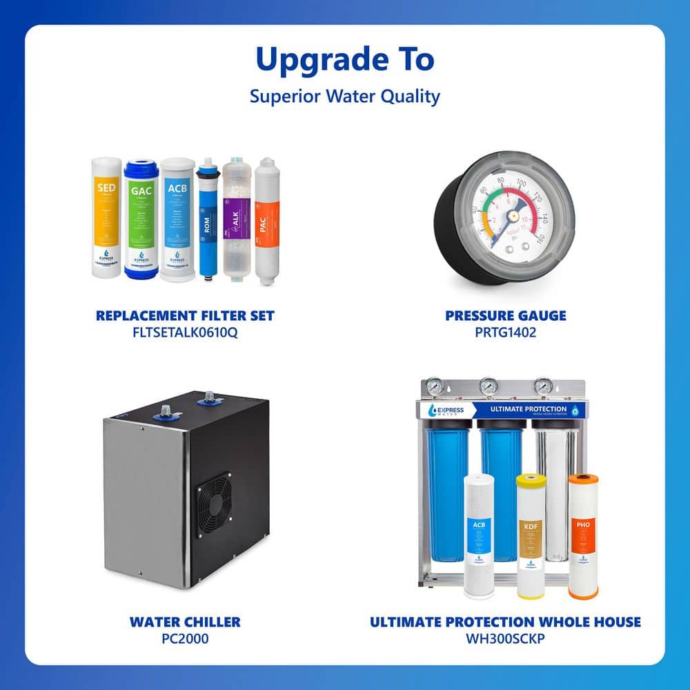 Express Water 10-Stage 50 GPD Alkaline RO Under-Sink Filtration System