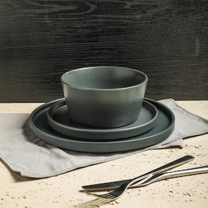 Stone Lain Celina 32-Piece Gray Matte Dinnerware Set Stoneware (Service for 8)