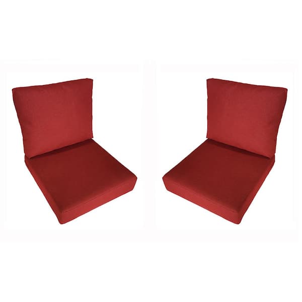 Unbranded 19.5 in. Back Height 2-Pack Red Outdoor Deep Seating Lounge Cushions