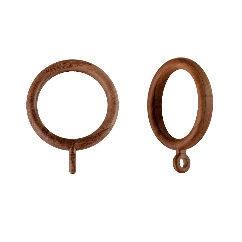Chestnut Faux Wood Curtain Eyelet Rings, Set of 10