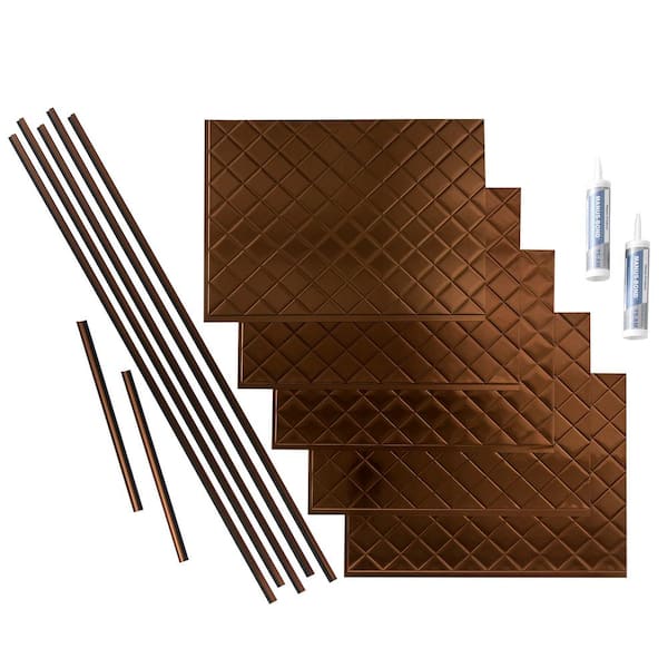 Fasade Quilted 18 in. x 24 in. Oil Rubbed Bronze Vinyl Decorative Wall Tile Backsplash 18 sq. ft. Kit