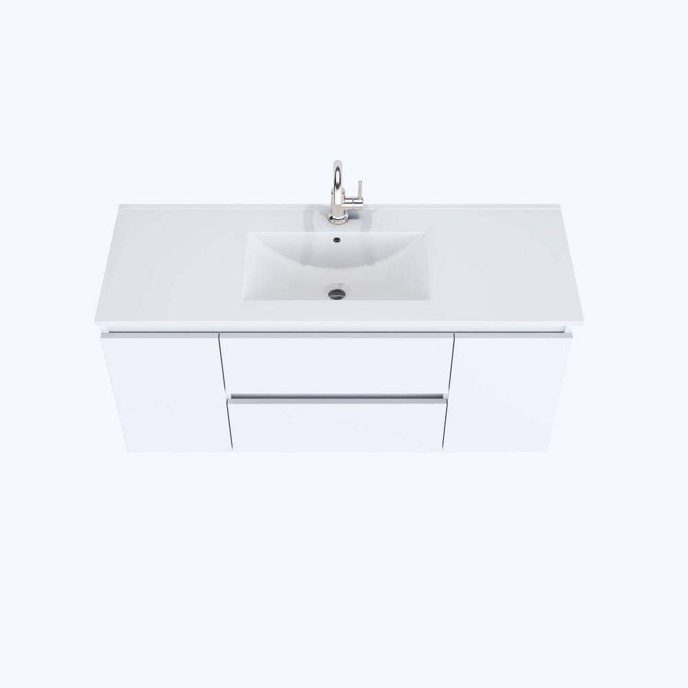 Salt 48" White Wall-Mounted Double Vanity with Acrylic Top