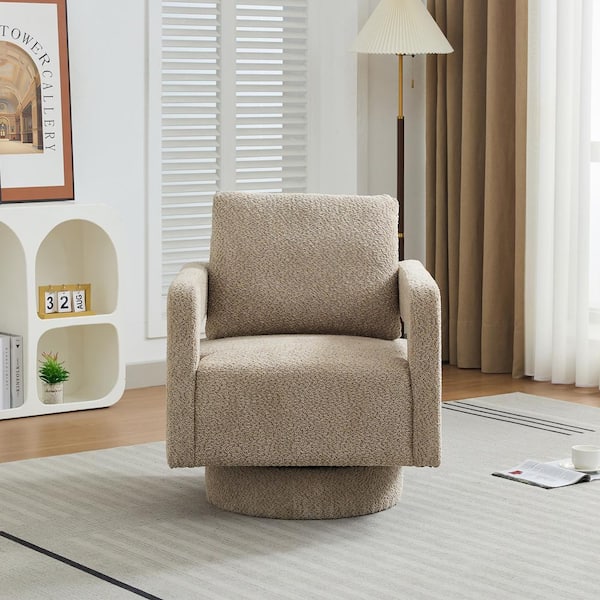 CSC DECOR INC Taupe Boucle 360° Swivel Accent Armchair with Open