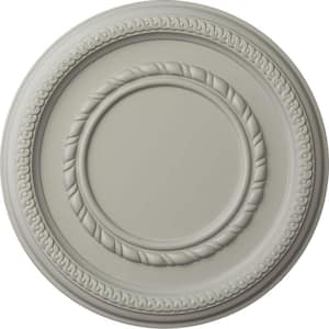 1-1/8 in. x 12-5/8 in. x 12-5/8 in. Polyurethane Federal Roped Small Ceiling Medallion , Pot of Cream