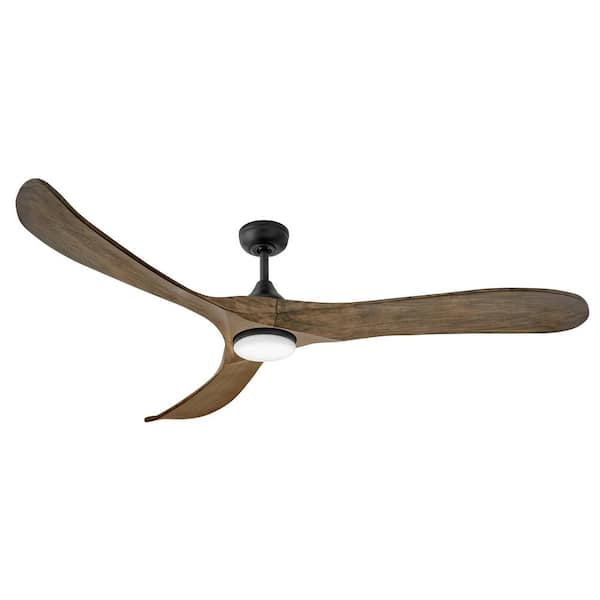 HINKLEY Swell Illuminated 72.0 in. Indoor/Outdoor Integrated LED Matte Black Ceiling Fan with Remote Control