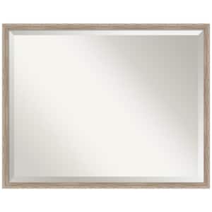 Hardwood Wedge 29.25 in. x 23.25 in. Rustic Rectangle Framed Whitewash Bathroom Vanity Wall Mirror