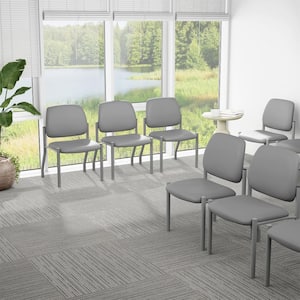 BOSS Antimicrobial Vinyl Upholstered Guest Chair in Gray Armless