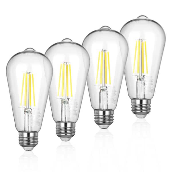 EDISHINE 60-Watt Equivalent ST19 Non-Dimmable Edison LED Light Bulb 4000K Cool White (4-Pack)