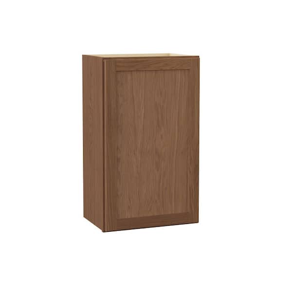 Hampton Bay Sinclair 18 in. W x 12 in. D x 30 in. H Assembled Wall Cabinet in Shaker Saddle Oak