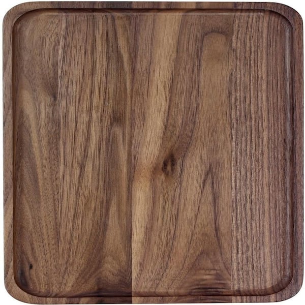Walnut Wood Serving Tray 12.6 x 7.8 x 0.8 in. Rectangular Breakfast Platter Vanity Tray Smooth Wooden