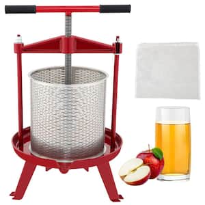 Fruit Wine Press 1.3 Gal. Cast Iron Manual Grape Presser with Stainless Steel Hollow Basket T-Handle 0.1 in. Thick Plate