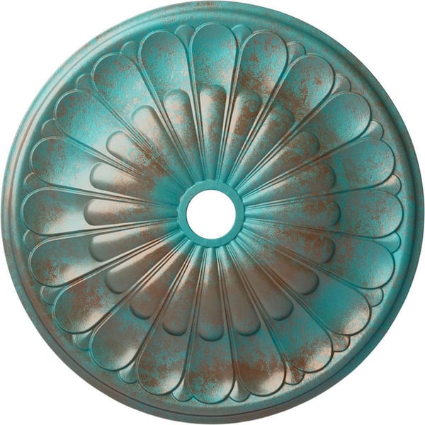Ekena Millwork 1-7/8 in. x 31-5/8 in. x 31-5/8 in. Polyurethane Gorleen Ceiling Medallion, Copper Green Patina