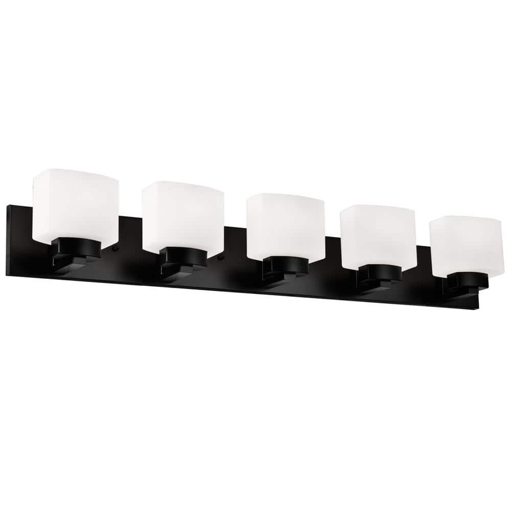 Design House Dove Creek 40.17 in. 5-Light Matte Black Vanity Lights with Dimmable