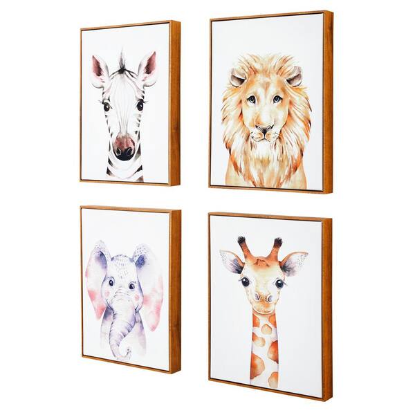 StyleWell Kids Safari Animals Framed Wall Art (Set of 4) (11 in. W x 14 in.  H) 2021-3370CA3 - The Home Depot