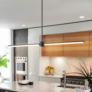 Neculina 2-Light Integrated LED Chandelier Modern Black Hanging Pendant Light Fixture for Kitchen Island