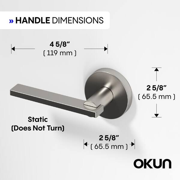 Okun Valli Metal Brushed Nickel Dummy Door Handle with Round